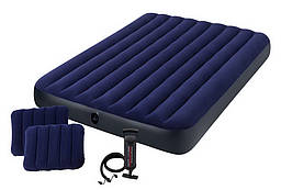 Надувний матрац Intex 64765 Classic Downy Airbed 203х152х25см насос+ 2 подушки