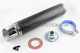 Прямоток на скутер 420*100 мм глушник Ø 78 мм (неіржавка, чорний, прямоток)