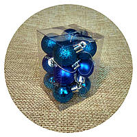 Набір ялинкових кульок "Міні" (30 мм, синій) 12 шт.