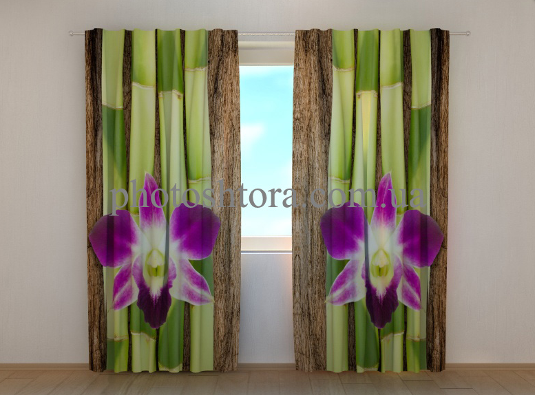 Фотоштори "Чотири гілочки бамбука" 250 х 260 см фото штори штори з малюнком VE