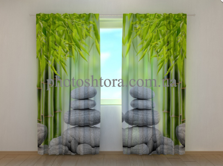 Фотоштори "Бамбук та каміння 2" 250 х 260 см фото штори штори з малюнком VE