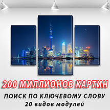 Картина модульна Місто вночі, на Полотні сін., 45х70 см, (30x20-2/45x25), фото 2