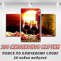 Картини для інтер'єру на полотні Вино у бакалах , 45х70 см, (30x20-2/45x25), фото 3