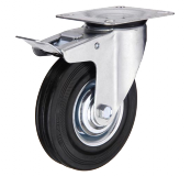 Поворотное колесо с тормозом диаметром 100 мм из стандартной черной резины