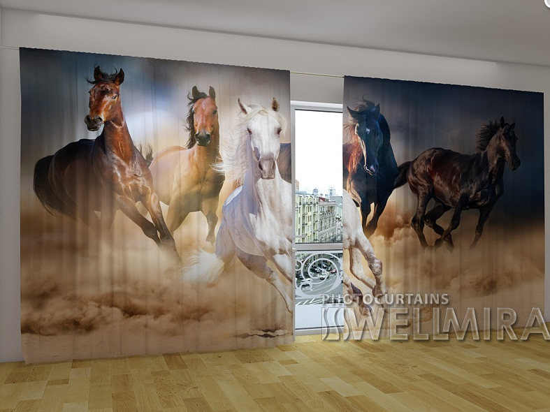 Панорамні Фото штори "Скакуни" 270 х 500 см VE