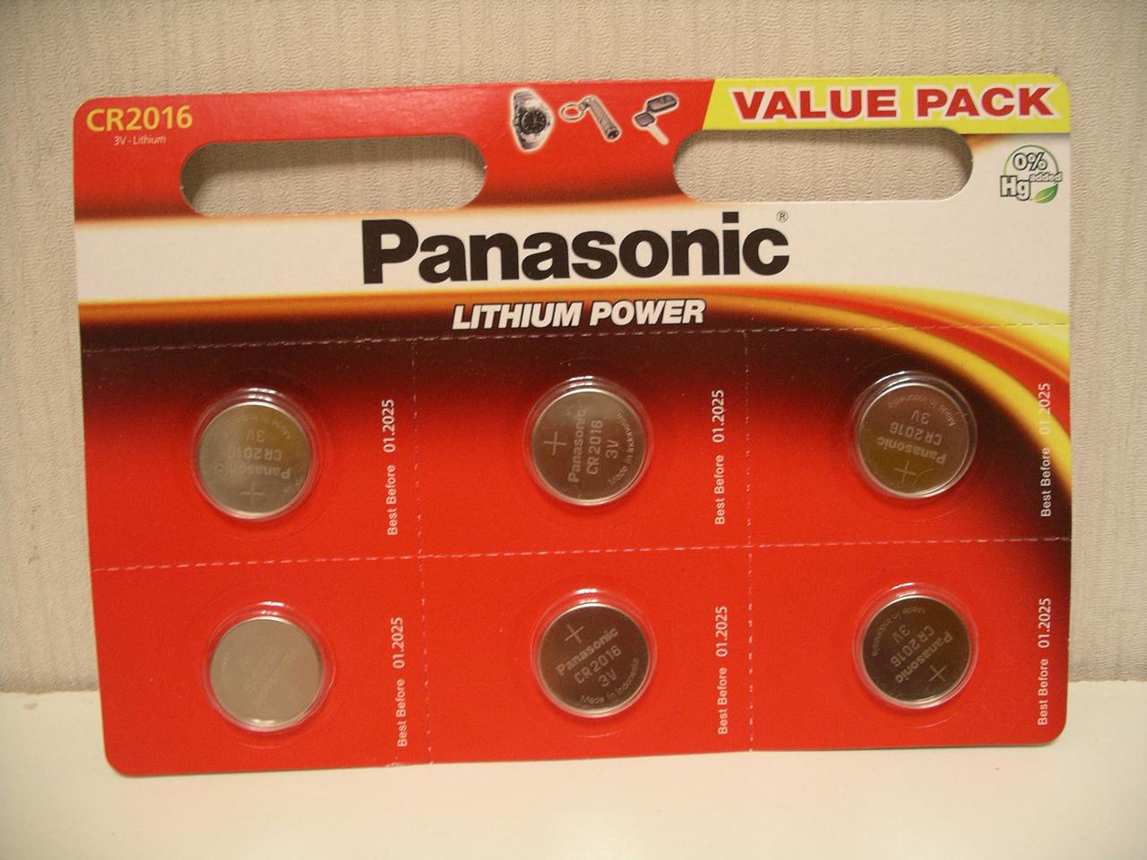 Батарейка Panasonic Lithium Power CR 2016 ціна за шість штук, фото 1