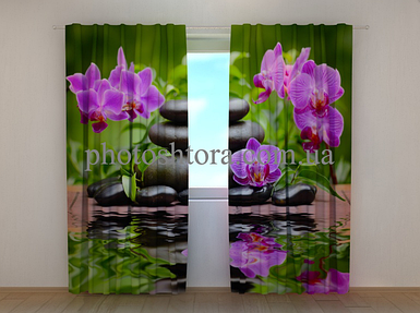 Фотоштори "Орхідеї в саду" 250 х 260 см фото штори штори з малюнком VE