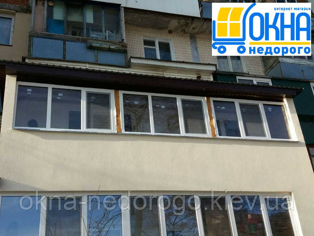 Скління балкона з дахом Київ вул. Кондратюка 4 Дах на балкон у Києві на вул. Кондратюка 4Б