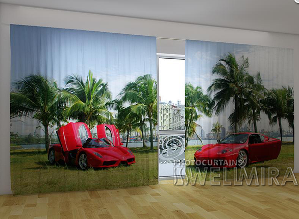 Панорамні фотоштори "Червоні Ferrari" 270 х 500 см панорамні штори VE, фото 1