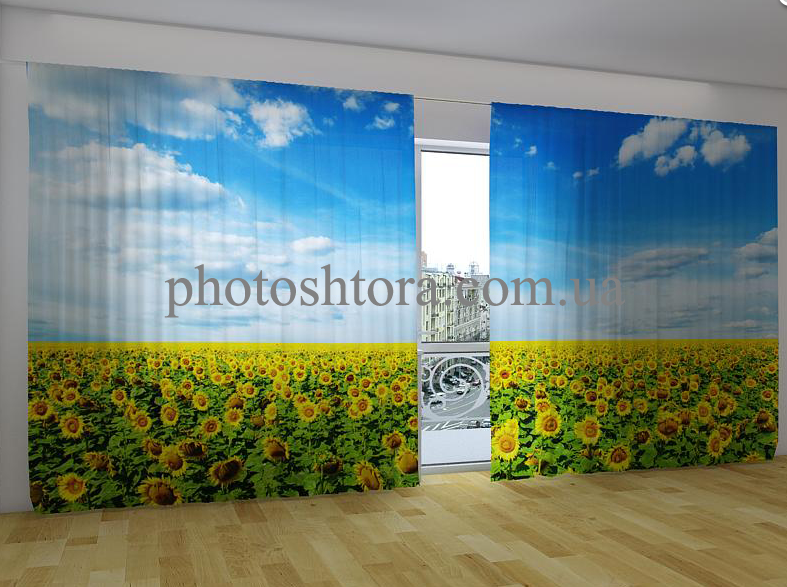 Панорамні Фотоштори "Поле соняшників" 270 х 500 см VE