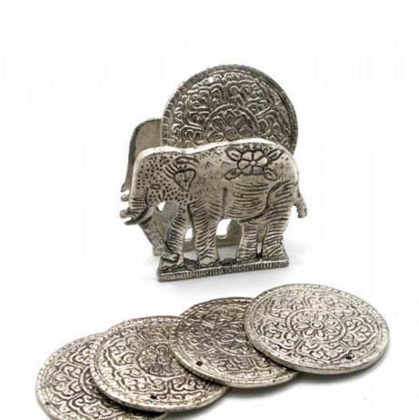 Підсклянники "Слон" (н-р 6 шт) метал (10,5х8,5х4 см) (Непал)