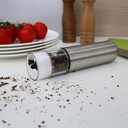 Млин для перцю та солі для спецій автоматичний на батарейках Herisson подрібнювач перцемолку, фото 2