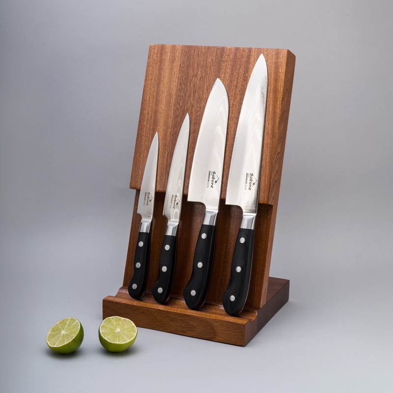 Кухонні ножі на дамасі сталь 4 ед "black paka" столові кухарські ножі з дамаської сталі