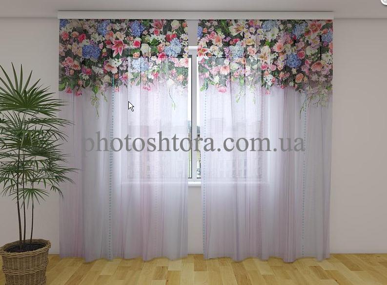 ФотоТюль Ламбрекени з квітів Казка 250 см х 260 см фото тюль з малюнком VE