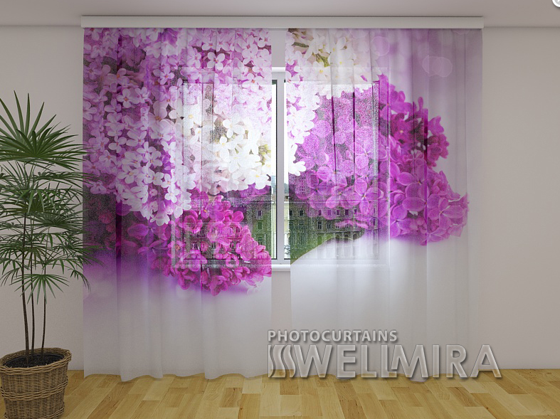 Фототюль з малюнком Паризька бузок 250 см х 260 см фото тюль VE