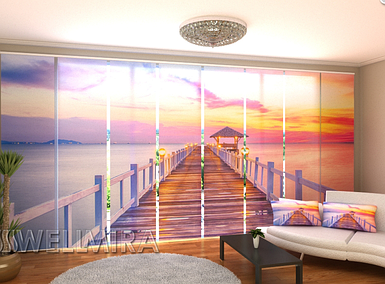 Панель фото штора "Вихід сонця на море" 480 х 240 см