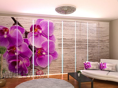 Панельна фото штора "Орхідея і дерево 2" 480 х 240 см
