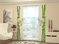 Панельная фото штора "Бамбук и белая орхидея" 80 х 225 см
