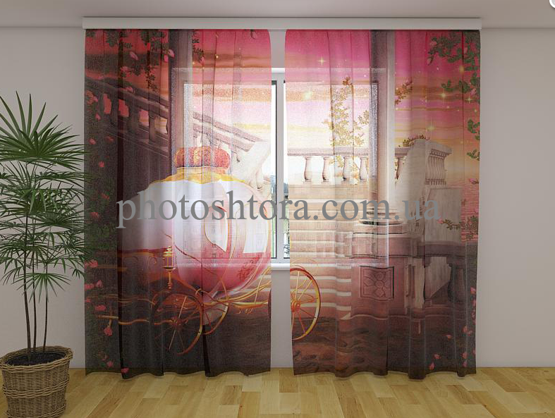 ФотоТюль Карета для принцеси 250 см х 260 см фото тюль з малюнком VE