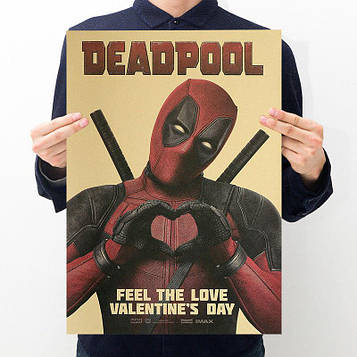 Постер Марвел Дедпул Deadpool розмір 50х35 на крафтовому папері (без рами)