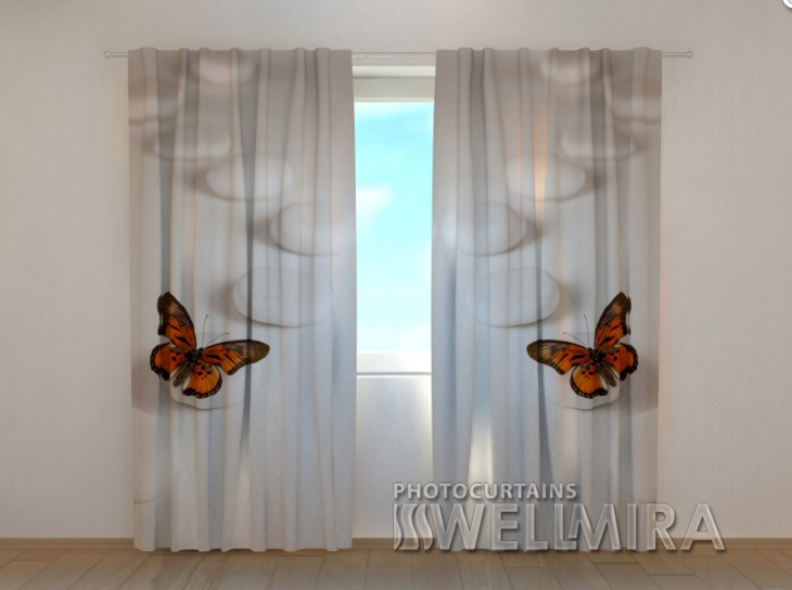 Фотоштори "Метелик" 250 х 260 см квіти штори з малюнком VE