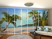 Панельная фото штора "Солнце и Пальмы" 480 х 240 см