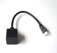 Сплиттер HDMI папа 1х вход male мама 2х выход female (1 in -> 2 out) adapter HDTV splitter dual