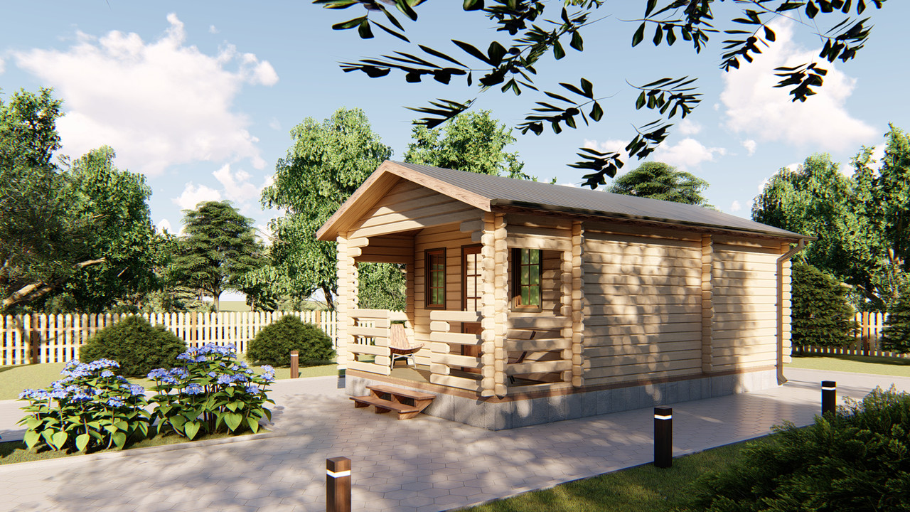 Будинок з термобруса 31,24 м2. Кредитування будівництва дерев'яних будинків. Thermo Wooden House 033