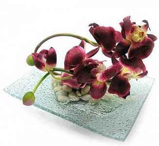 Квітка орхідеї на скляній підставці (20х15 см) ( 18799)