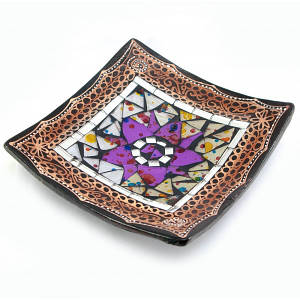 Блюдо теракотове з мозаїкою (15х15х3 см) (29456)
