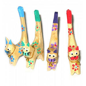 Статуетка Кішки дерев'яні кільцетримачі (н-р 4 шт) (11х5х7, 5 см) ціна за набірE ( 29854E)