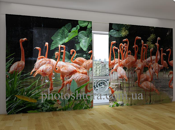 Панорамні Фотоштори "Рожеві фламінго" 270 х 500 см VE, фото 1