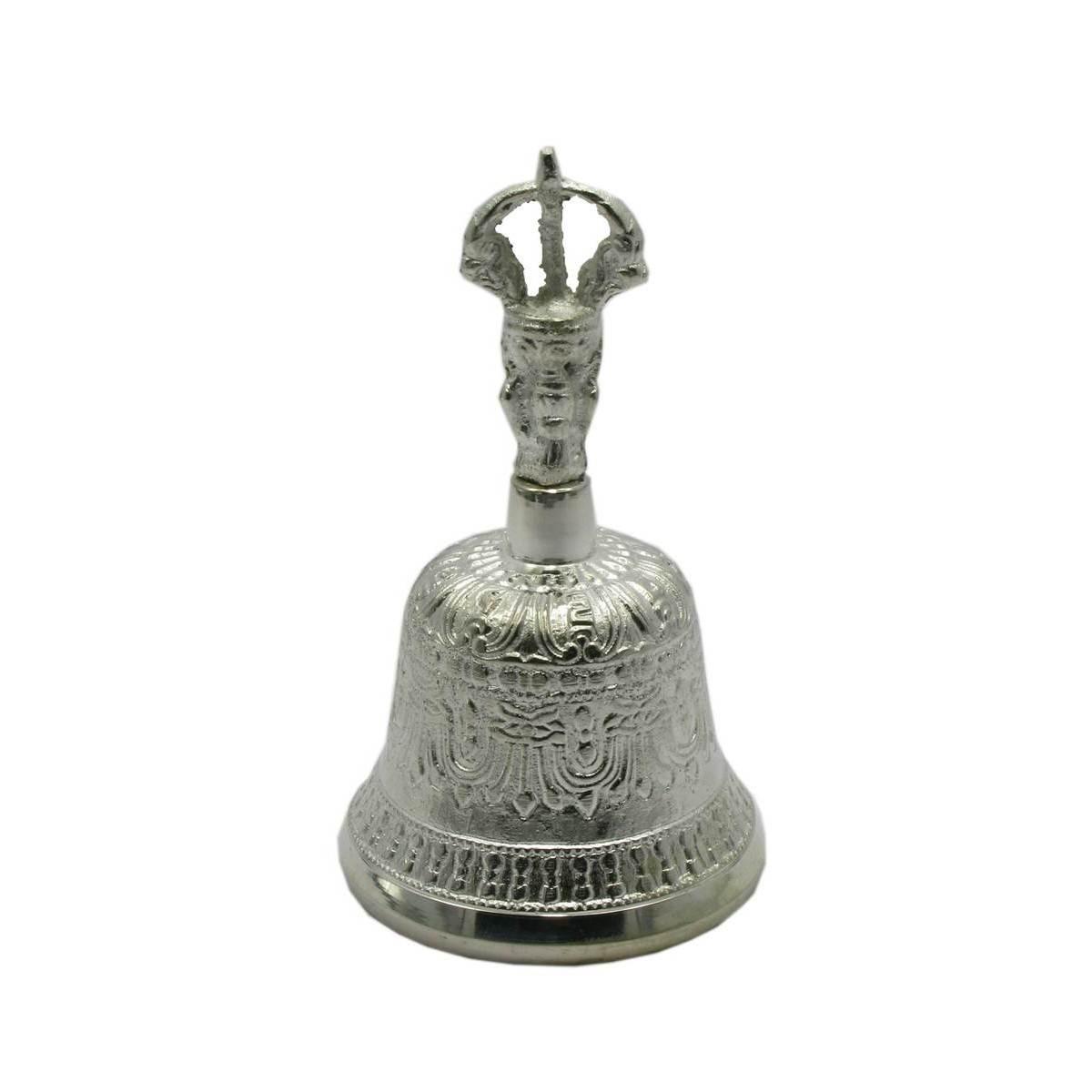 Колокол чакровий бронзовий посріблений (No1) (d-7, h-13 см) (Непал) (24409)