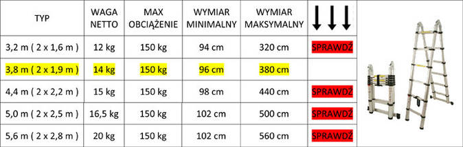Драбина телескопічна алюміній 3.8 м + стабилизато, фото 3