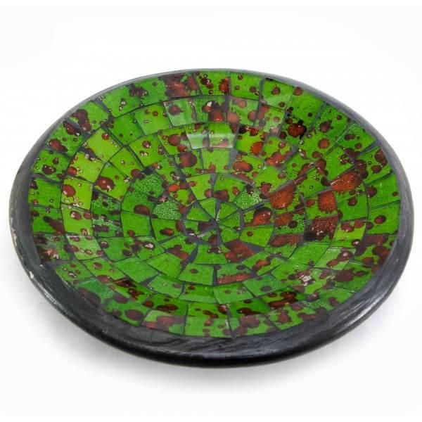 Блюдо теракотове з зеленої мозаїкою (d 15 h-3 см) ( 30262B)