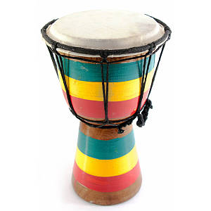 Барабан джембе "Раста" дерево зі шкірою (20х11х11 см) ( 30253)