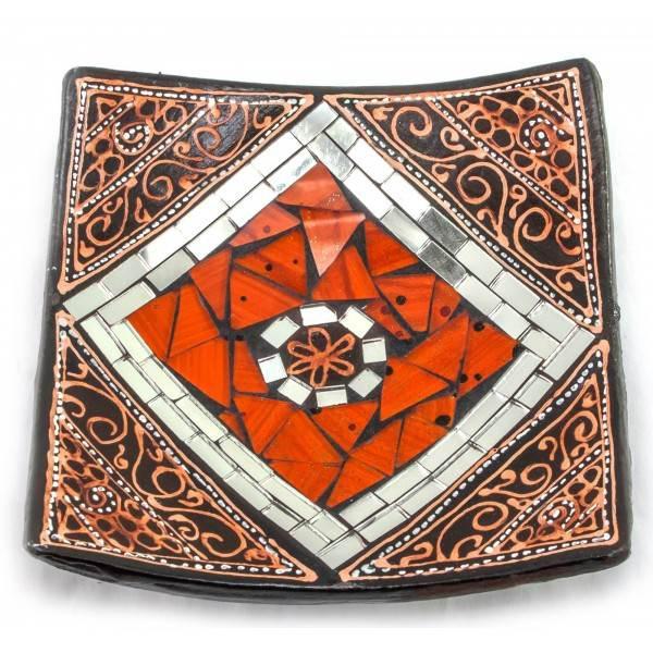 Блюдо теракотове з мозаїкою (15х15х3 см)A (30271A)