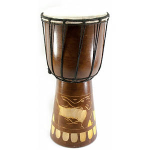 Барабан джембе різьблене дерево зі шкірою (40х19х19 см) ( 29460)