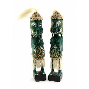 Папуаси пара різьблені дерево зелені (34х6х5 см) (29643B)
