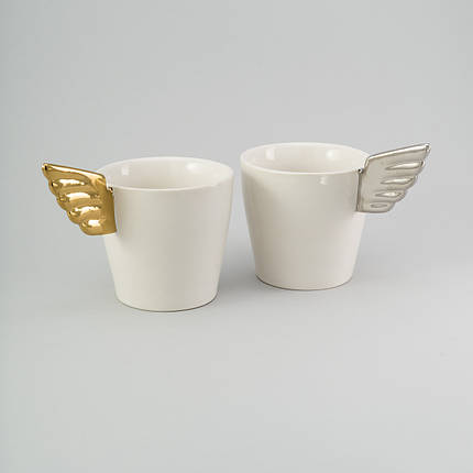 Набір чашок 2 ед "silver & gold" 225 мл білі керамічні чашки комплект чашка біла керамічна, фото 2