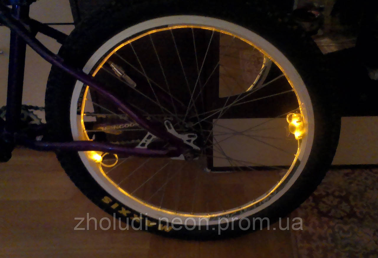 Подсветка колес,рамы велосипеда ярким оптическим проводом светящийся шнурки.(батарейки в комплекте). - фото 9 - id-p72740545