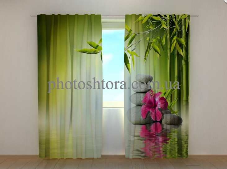 Фотоштори "Листя бамбука" 250 х 260 см фото штори штори з малюнком VE