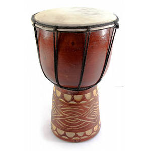 Барабан джембе різьблене дерево зі шкірою (24х14х14 см) ( 30250)