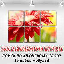 Модульна картина Червона Гербера на Полотні сін., 52x80 см, (25x25-6), фото 3