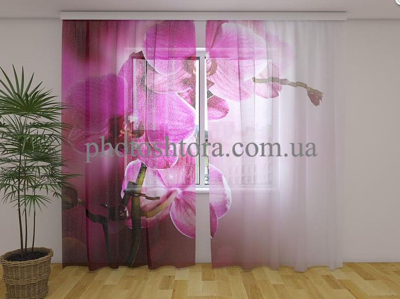 ФотоТюль Пурпурна орхідея 250 см х 260 см фото тюль з малюнком VE