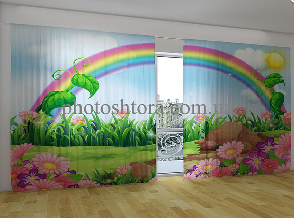 Панорамні Фотоштори "Райдуга над галявиною" 270 х 500 см VE, фото 1