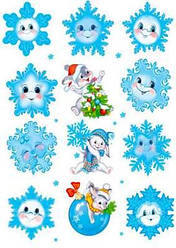 Вафельна картинка для пряників, тістечок топерів "Сніжинки", (лист А4)