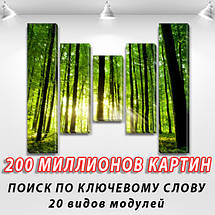 Модульна картина Ранок у лісі , на ПВХ тканини, 80x100 см, (80x18-2/55х18-2/40x18), фото 3