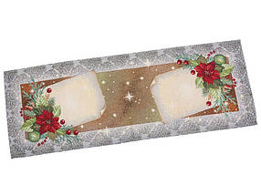Наперон новорічний гобеленовий 37 х 100 см ранер новорічна тканинна доріжка на стіл, фото 2
