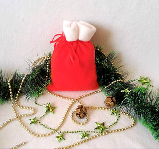 Мішок новорічний для подарунків цукерок червоний 21*15 см мішок новорічний для подарунків